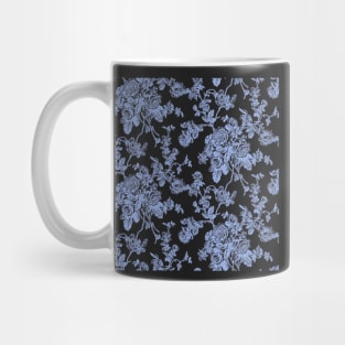 Toile, Cornflower Blue Roses Pattern Mug